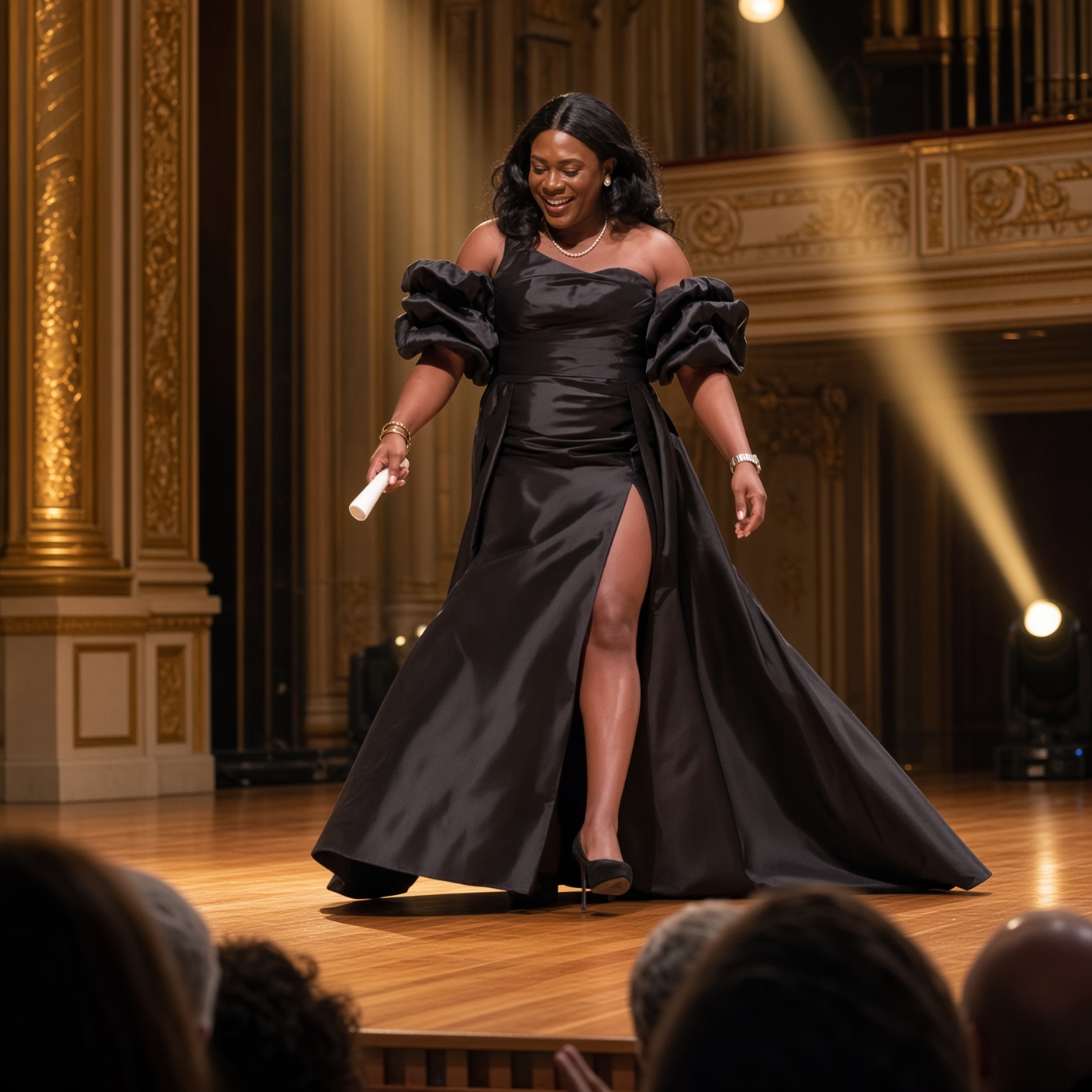 Xavier Williams on stage in formal performance